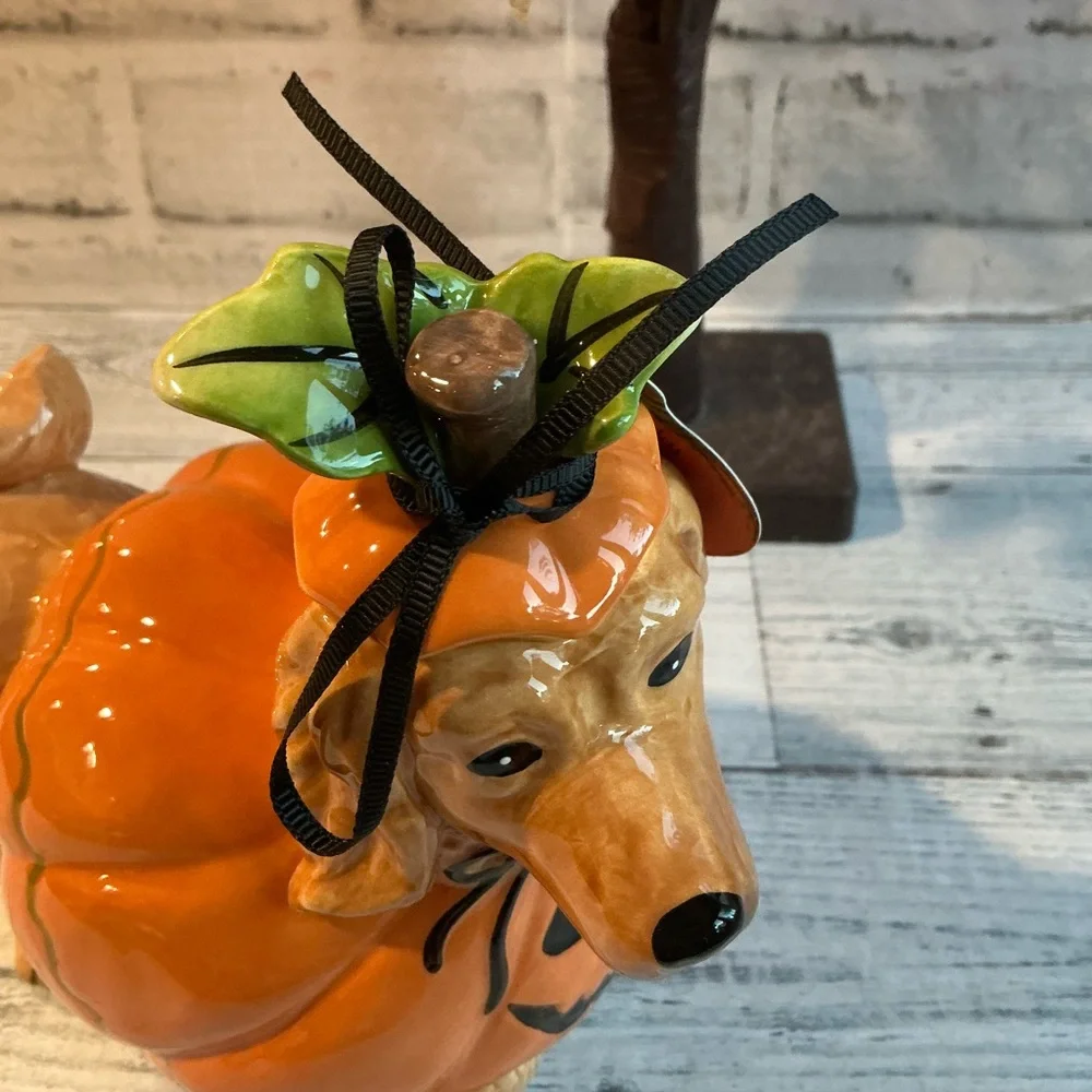 BLUE SKY CLAYWORKS Orange Is My Signature Colour Dachshund Halloween Figurine